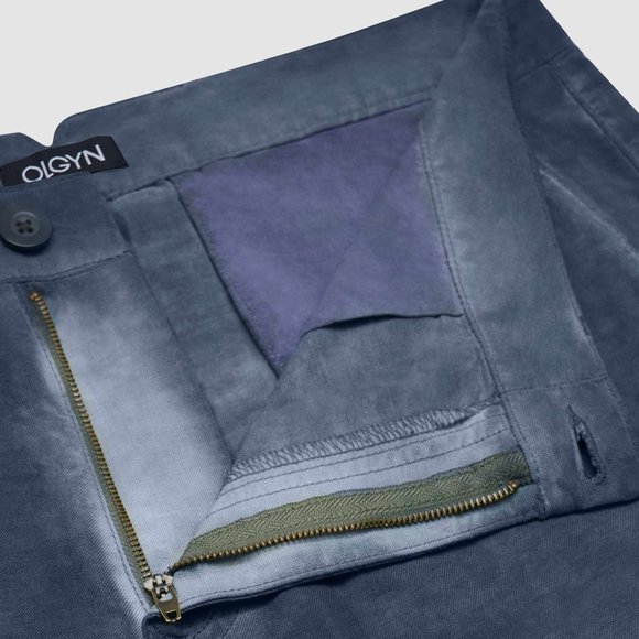 OLGYN Men’s Navy Slim Fit Chino Shorts - Picture 4 of 6